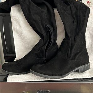 Black Suede Knee-High Boots